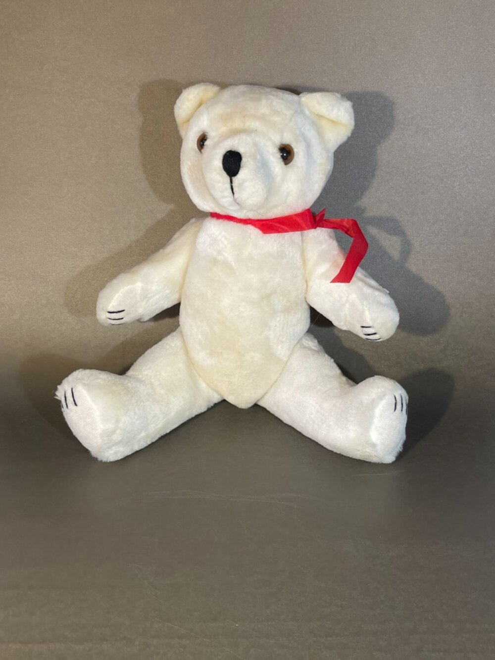 12" White Jointed Plush Bear (816)